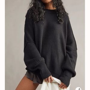 Free People Easy Street Tunic Sweater XS black ottoman